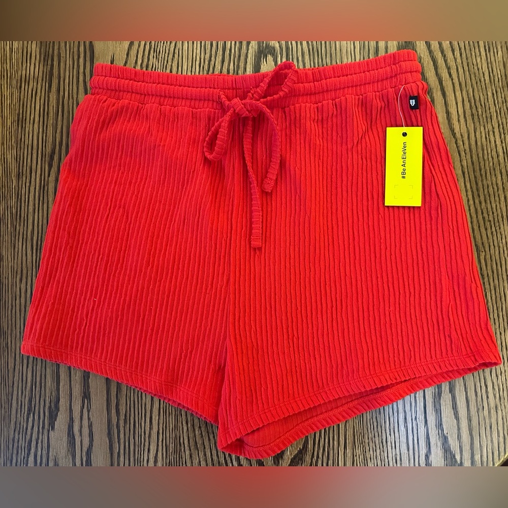 NWT EleVen by Venus Williams In Bloom Lounge Shorts Ribbed. Candy Red Sz Medium